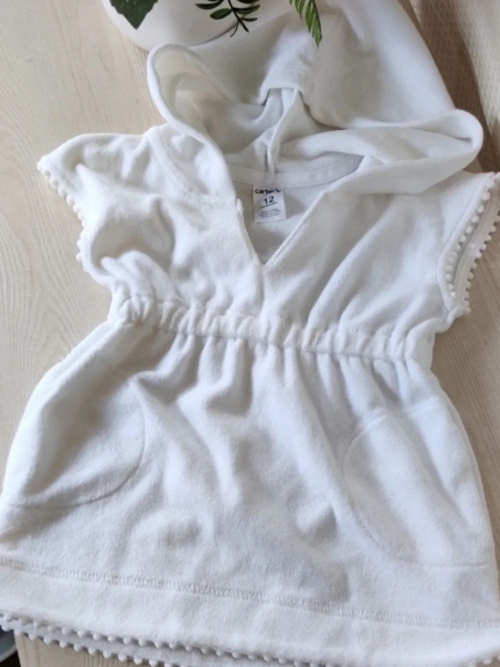 Carter's Baby Terry White Hooded Cover-Up  Size 12 Months 💰